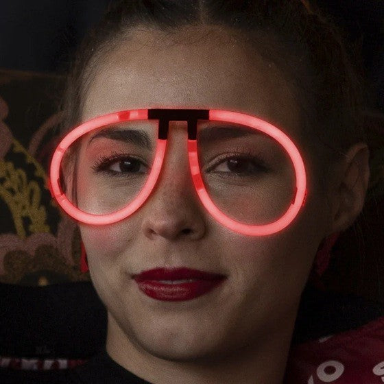 Ochelari Decorativi Fluorescenti, Accesoriu Petrecere cu Efect Luminos, Design Rotund, Plastic Rezistent, Roz Fluorescent