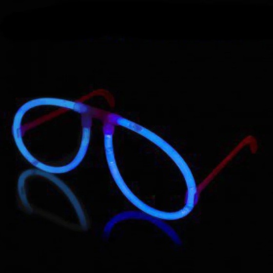Ochelari Decorativi Fluorescenti, Accesoriu Party si Festival, Design Rotund, Plastic, Albastru