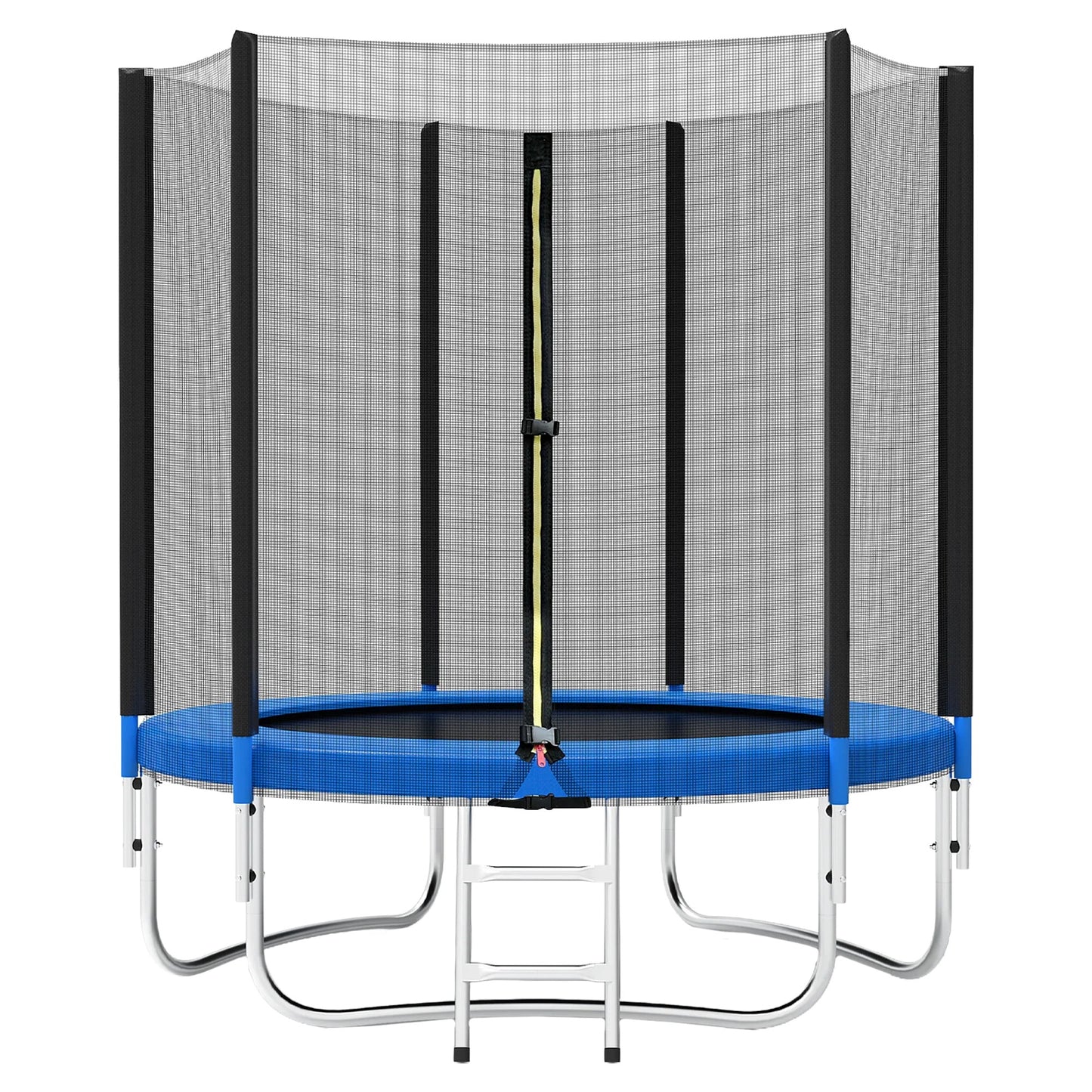 Trambulina Pentru Copii Si Gradina, Plasa Protectie Si Scara Acces, Otel Galvanizat, Rezistenta 250 kg, 2.44 x 2.6 m, Albastru/Negru