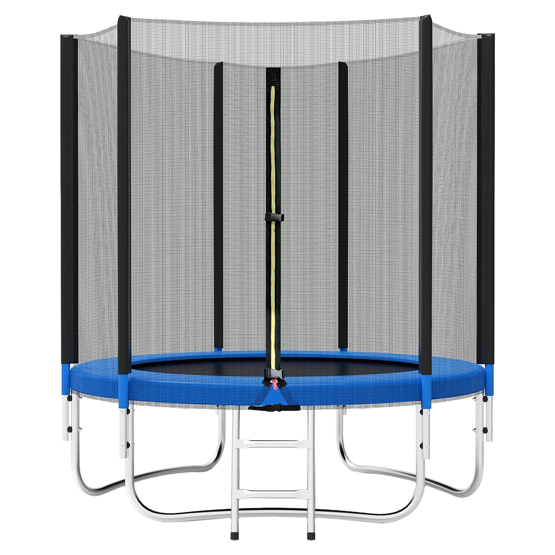 Trambulina Pentru Copii Si Gradina, Plasa Protectie Si Scara Acces, Otel Galvanizat, Rezistenta 250 kg, 2.44 x 2.6 m, Albastru/Negru