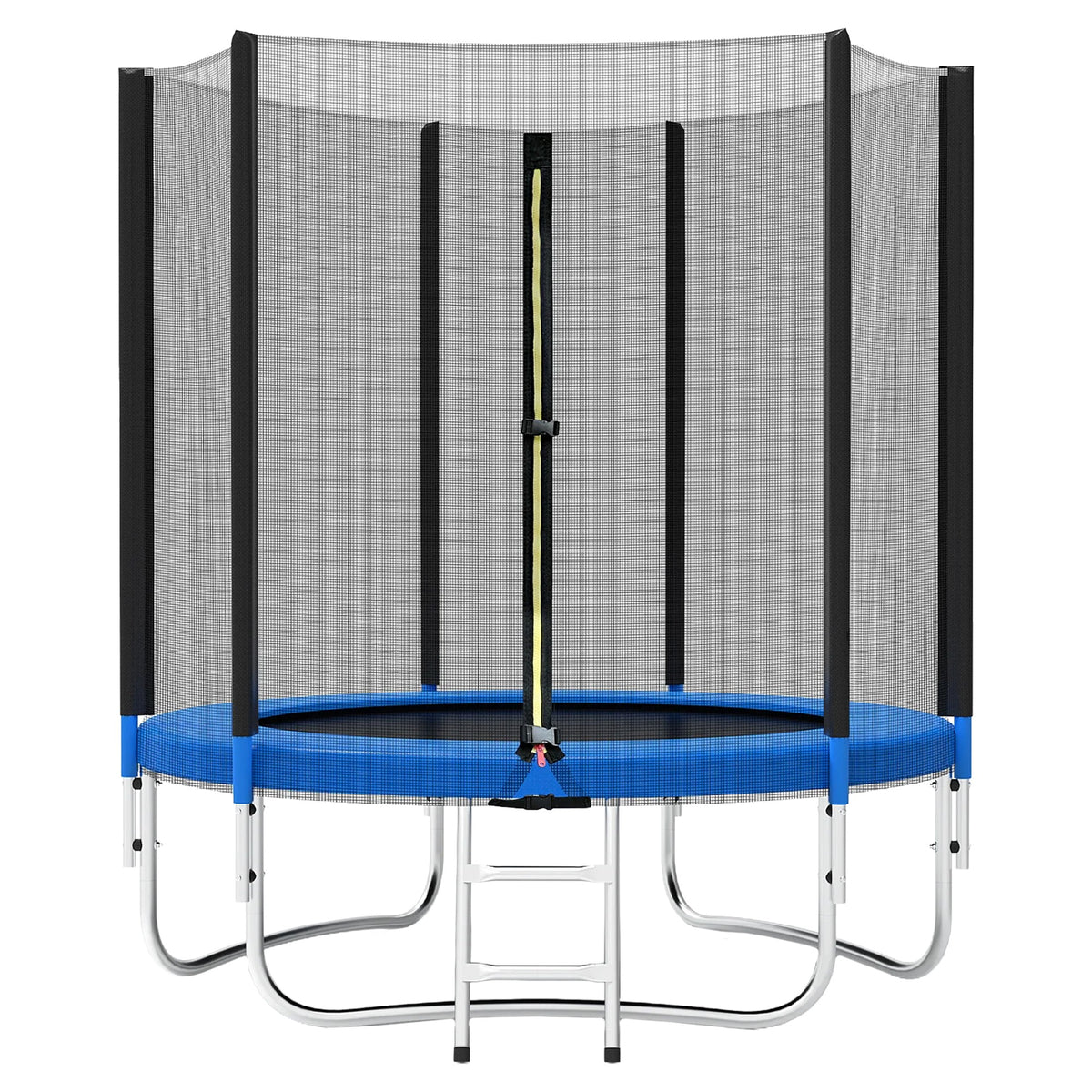 Trambulina Pentru Copii Si Gradina, Plasa Protectie Si Scara Acces, Otel Galvanizat, Rezistenta 250 kg, 2.44 x 2.6 m, Albastru/Negru