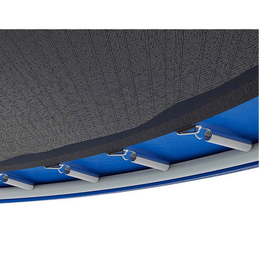 Trambulina pentru Copii si Gradina, Plasa de Protectie si Scara, Cadru Otel Galvanizat, Capacitate 450 kg, 8-9 Persoane, 4.28 x 2.6 m, Albastru/Negru