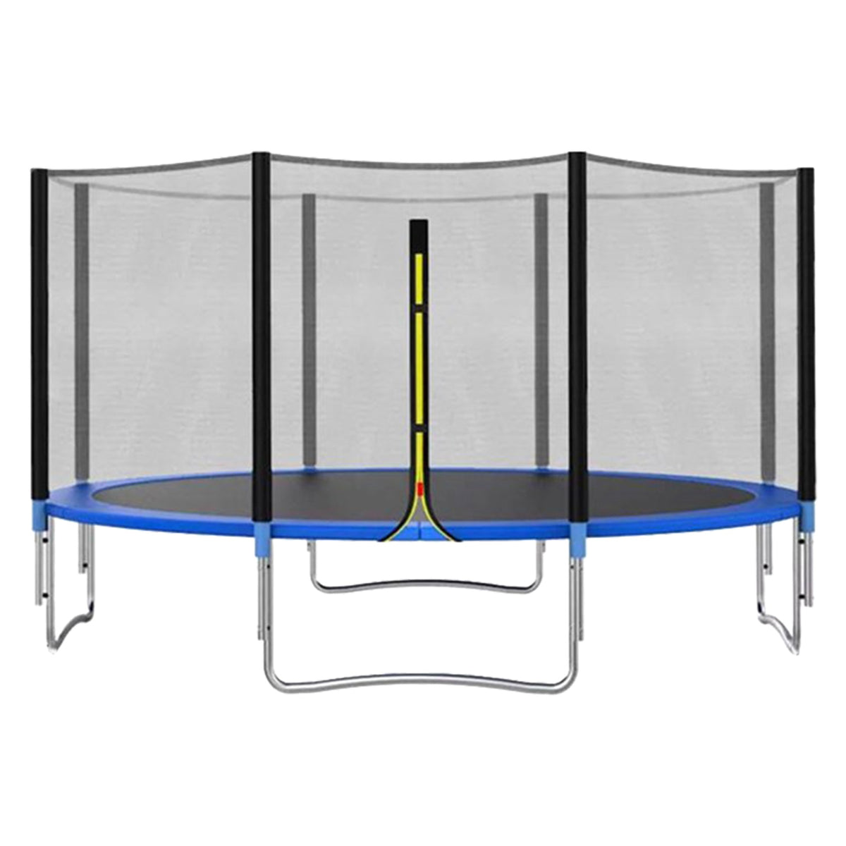 Trambulina pentru Copii si Gradina, Plasa de Protectie si Scara, Otel Galvanizat, Capacitate 350 kg, 3.66 x 2.6 m, Albastru/Negru
