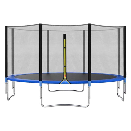 Trambulina pentru Copii si Gradina, Plasa de Protectie si Scara, Otel Galvanizat, Capacitate 350 kg, 3.66 x 2.6 m, Albastru/Negru