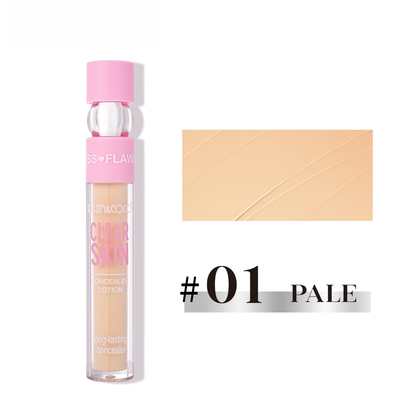 Kevin Coco Corector Lichid Clear Skin, Concealer cu Acoperire Medie si Aspect Natural, Textura Crema, Rezistent la Transfer, Nuanta Bej Deschis, 5 g