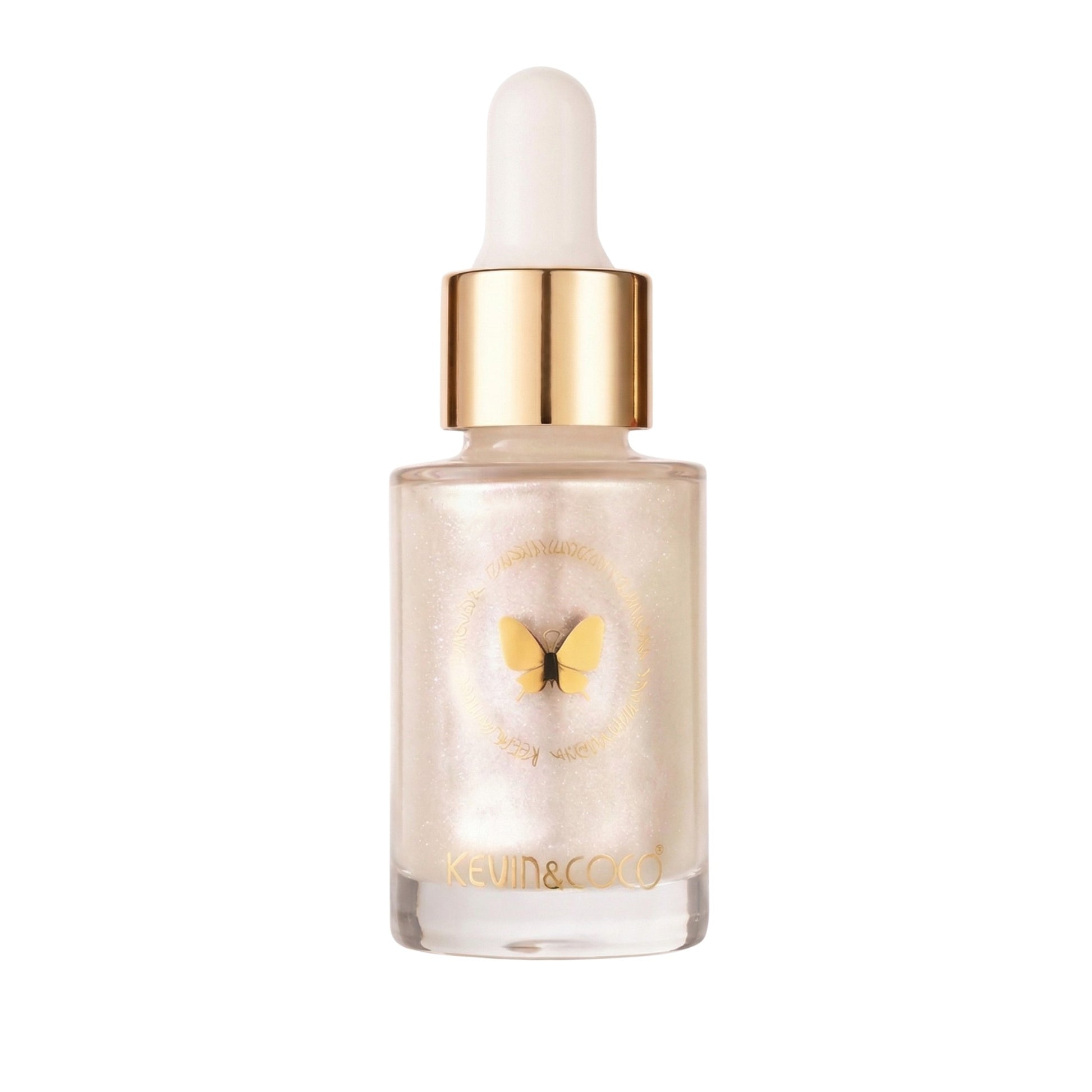 Kevin&Coco, Iluminator Lichid pentru Ten, Efect de Stralucire Bronz si Aspect Radiant, Formula Fluida Instant Anti Age, Model Luminizer, Nuanta Champagne, 3.5 x 3.5 x 8.5 cm