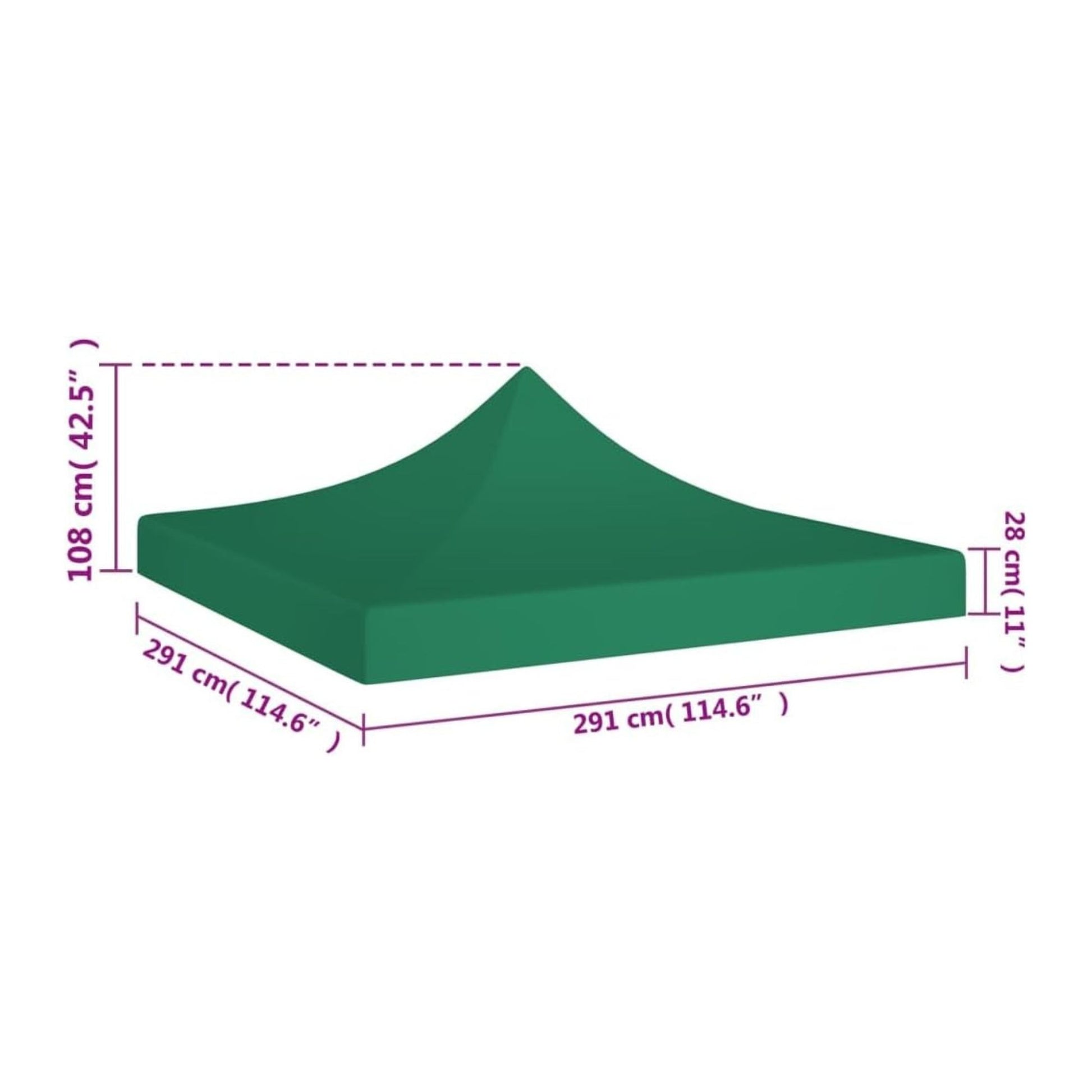 Copertina Rezervă pentru Pavilion, Acoperiș Cort Grădină Pliabil, Protecție UV și Ploaie, Material Textil 420D Oxford, 185 g/m2, 3 x 3 m, Verde