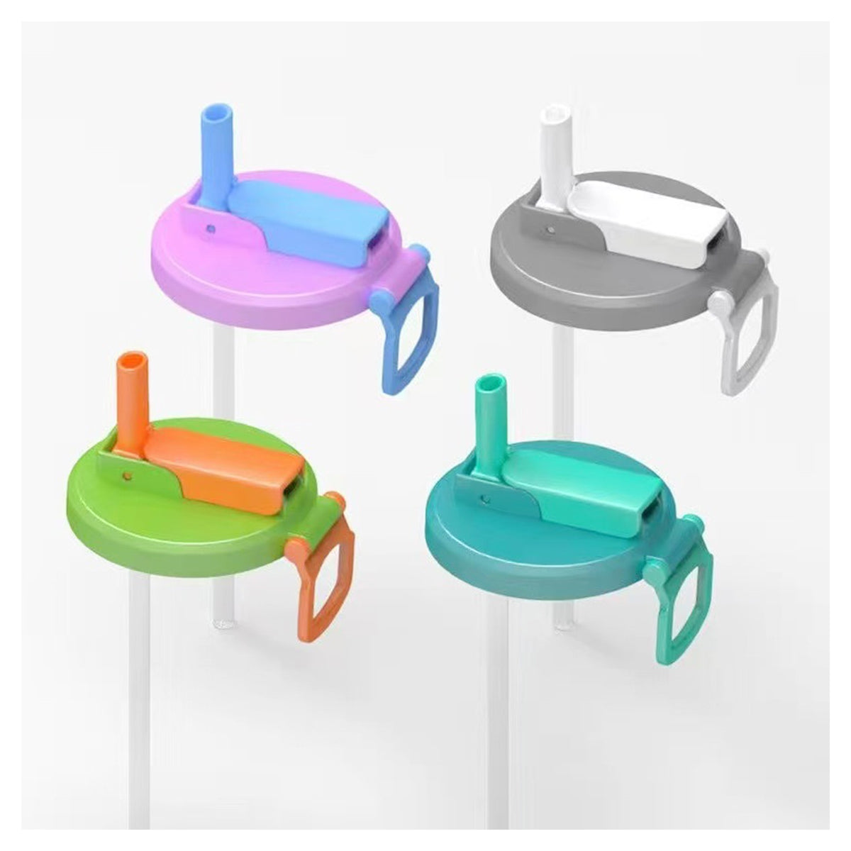 Capac Anti Varsare pentru Doze, Model cu Pai Rabatabil si Maner, Plastic Reutilizabil, Diametru 5.4 cm, Verde