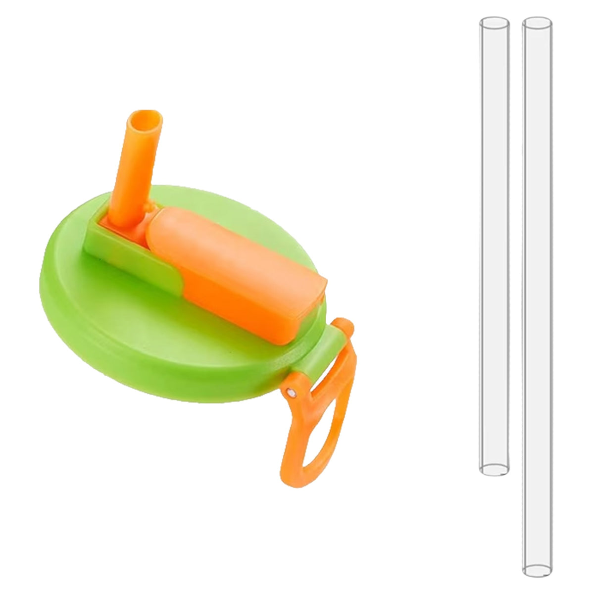 Capac Anti Varsare pentru Doze, Model cu Pai Rabatabil si Maner, Plastic Reutilizabil, Diametru 5.4 cm, Verde
