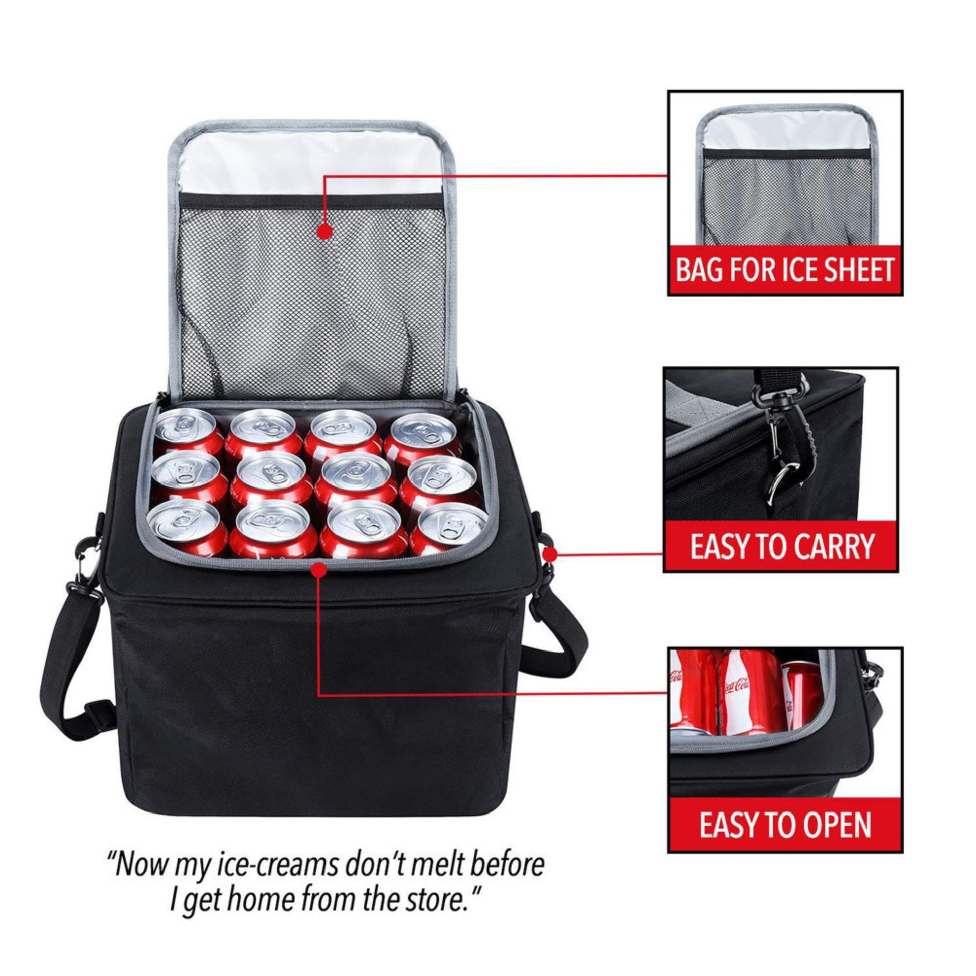 Organizator Auto Portbagaj, Geanta Termoizolanta Detasabila, 3 Compartimente, Model Pliabil, Curele Ajustabile, Panza Rezistenta, 90 x 35 x 30 cm, 94 L, Negru