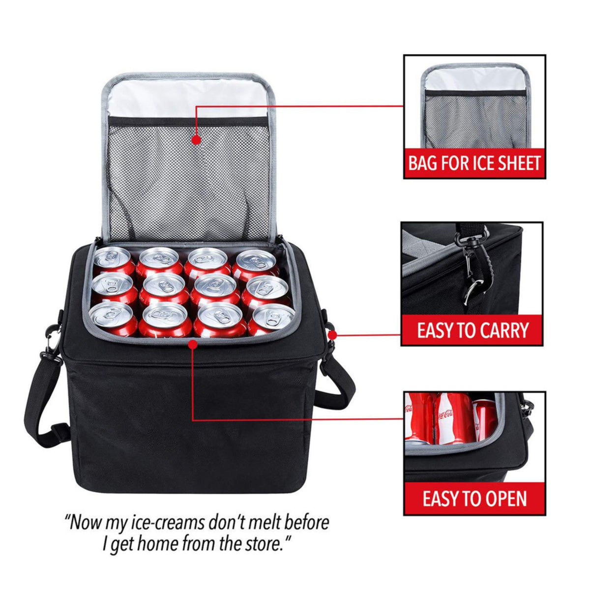 Organizator Auto Portbagaj, Geanta Termoizolanta Detasabila, 3 Compartimente, Model Pliabil, Curele Ajustabile, Panza Rezistenta, 90 x 35 x 30 cm, 94 L, Negru