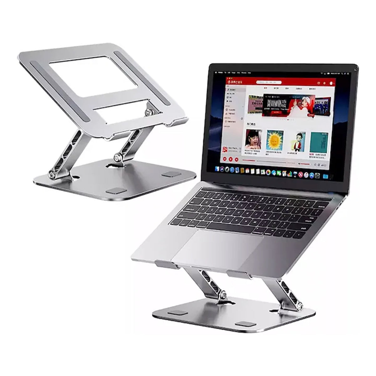 Stand Laptop si Tableta, Suport Ergonomic Ajustabil pe Inaltime, Pliabil si Portabil, Metal, 11-17.3 Inci, 27.7 x 27.7 x 5 cm, Gri