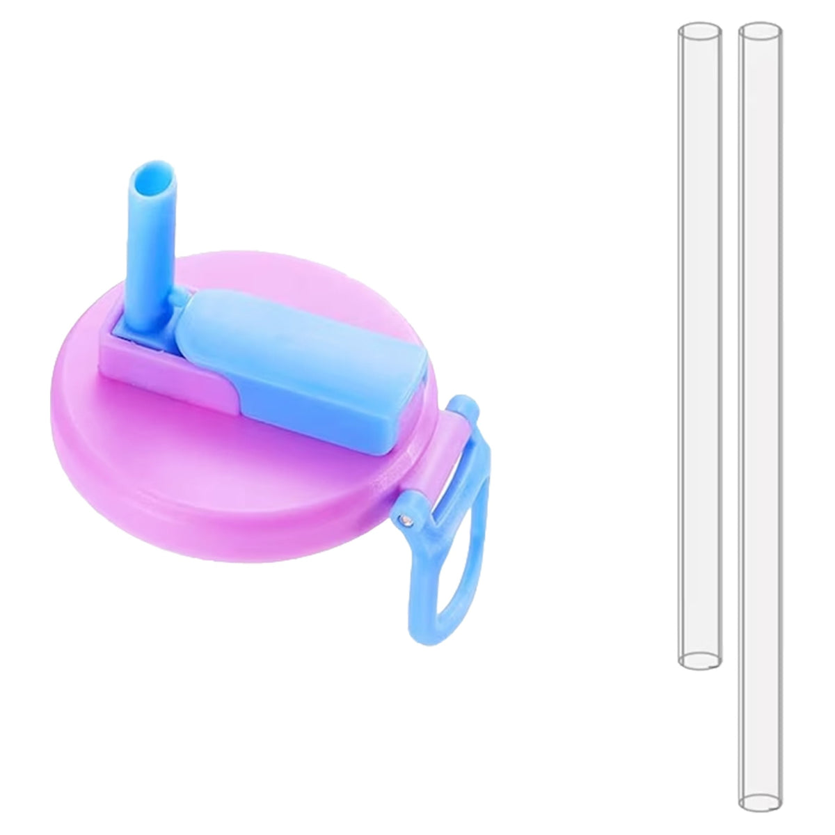 Capac Anti Varsare pentru Doze Bauturi, Sistem cu Pai Rabatabil si Maner, Reutilizabil, Plastic, 5.4 cm, Roz