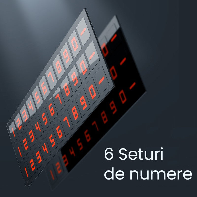 Suport Numar Telefon Parcare Auto, Sistem Pop-Up pentru Ascundere, Fixare Bord cu Banda Adeziva, 150 x 52 x 60 mm, Cifre Rosii, Space Gray