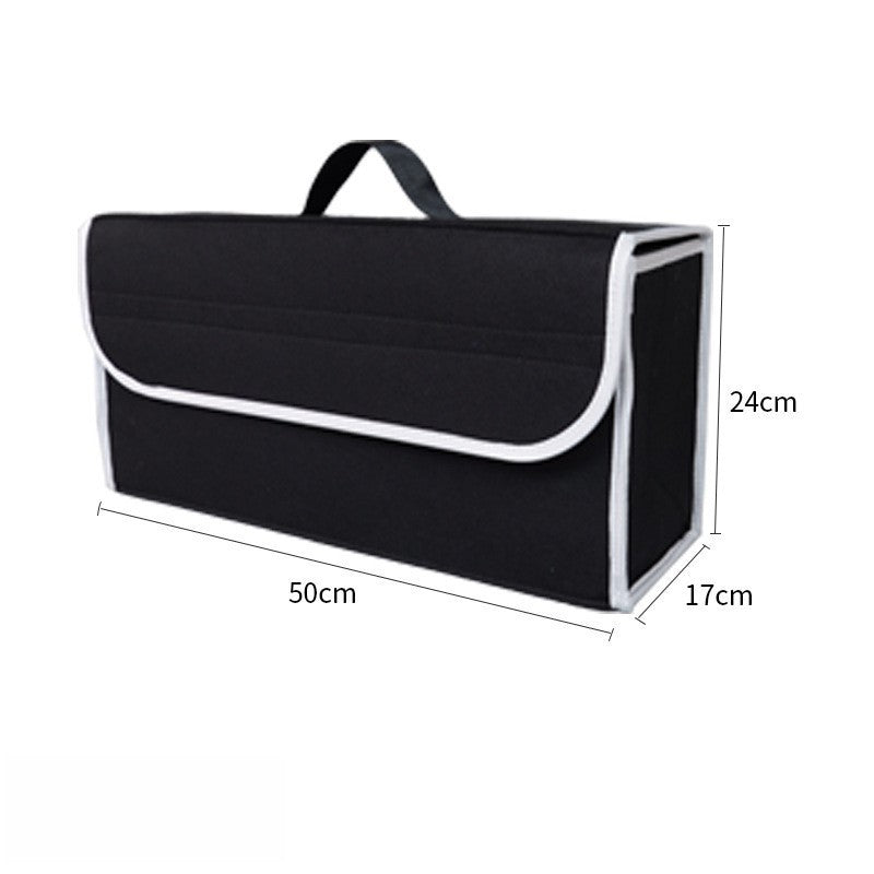 Organizator Portbagaj Auto Pliabil, Cutie Depozitare Multifunctionala, Material Oxford si Non Woven, 50 x 17 x 24 cm, Negru