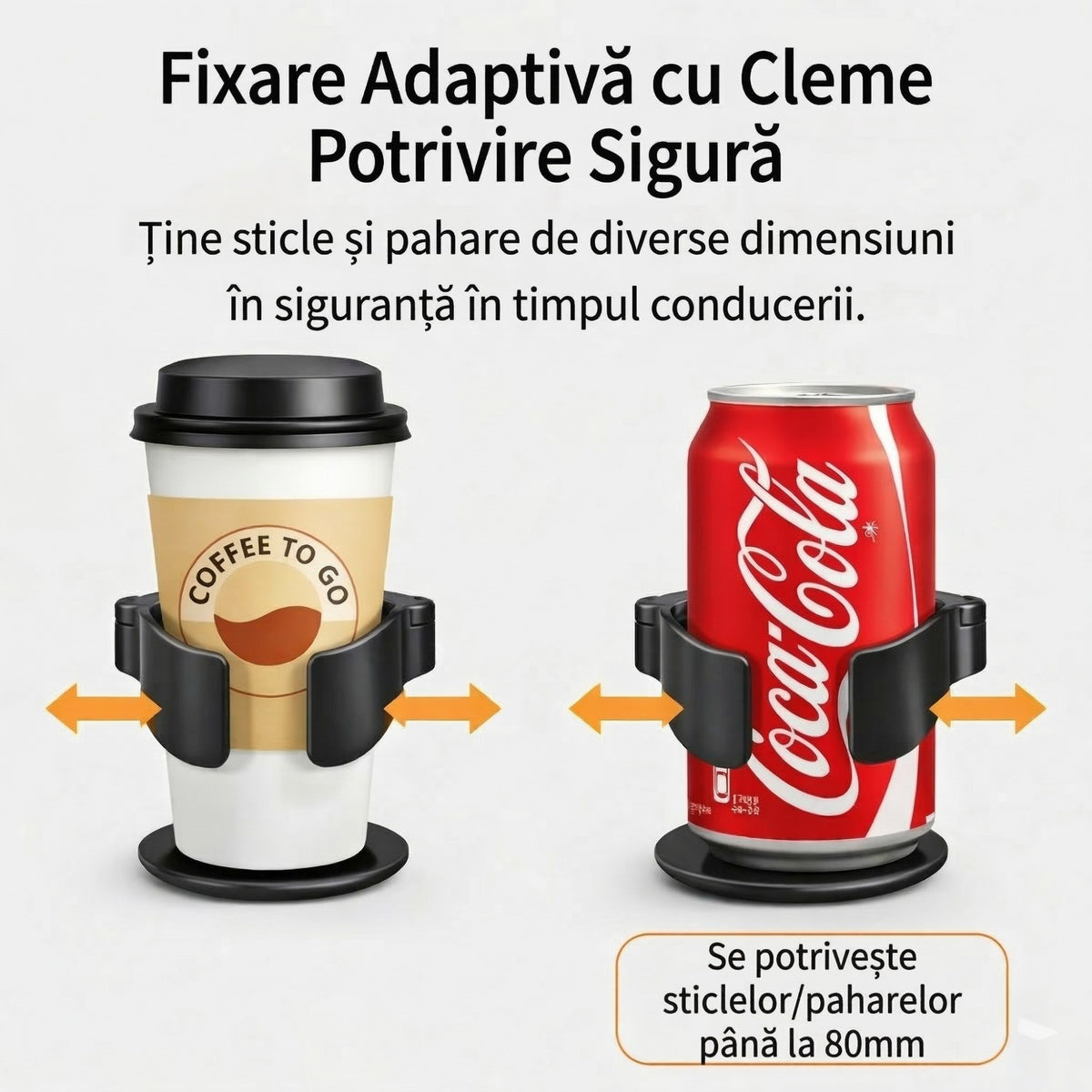 Suport Pahar Auto Pentru Grila Ventilatie, Suport Multifunctional Pentru Sticle Si Doze, Sistem Fixare Aerisire, Material ABS, Negru