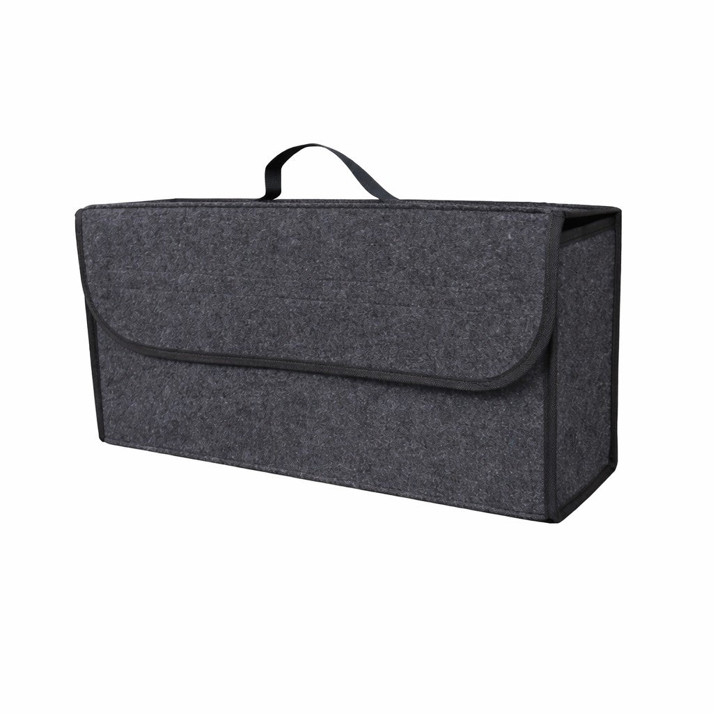 Organizator Portbagaj Auto Pliabil, Cutie Depozitare Multifunctionala, Material Oxford si Textil Non-Woven, 50 x 17 x 24 cm, Negru/Gri