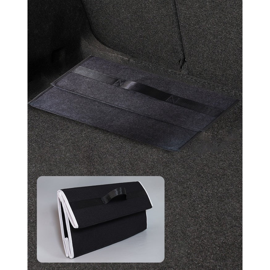 Organizator Portbagaj Auto Pliabil, Cutie Depozitare Multifunctionala, Material Oxford si Textil Non-Woven, 50 x 17 x 24 cm, Negru/Gri