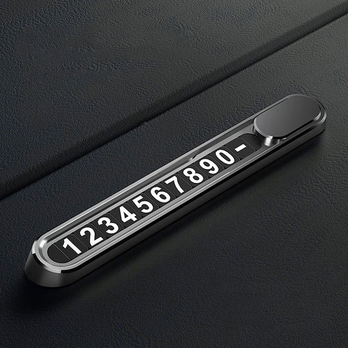 Suport Auto Numar Telefon Parcare Temporara, Mecanism de Confidentialitate si Cifre Magnetice, Aliaj de Aluminiu, 13.8 cm, Negru