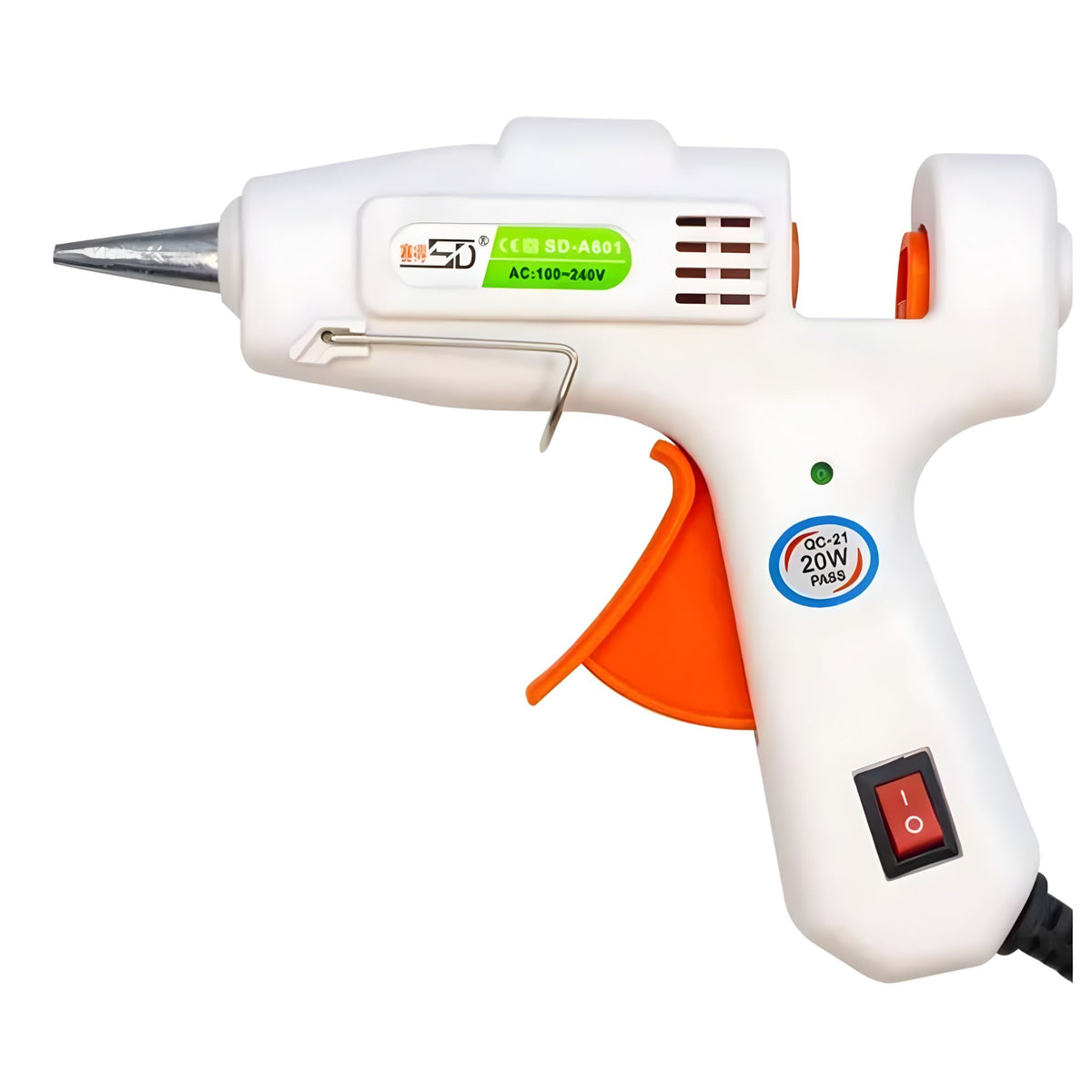 Pistol de Lipit cu Silicon la Cald, Incalzire Rapida si Duza Aluminiu Anti-picurare, Model Mini pentru Hobby si Bricolaj, Batoane 7 mm, 20 W, Alb