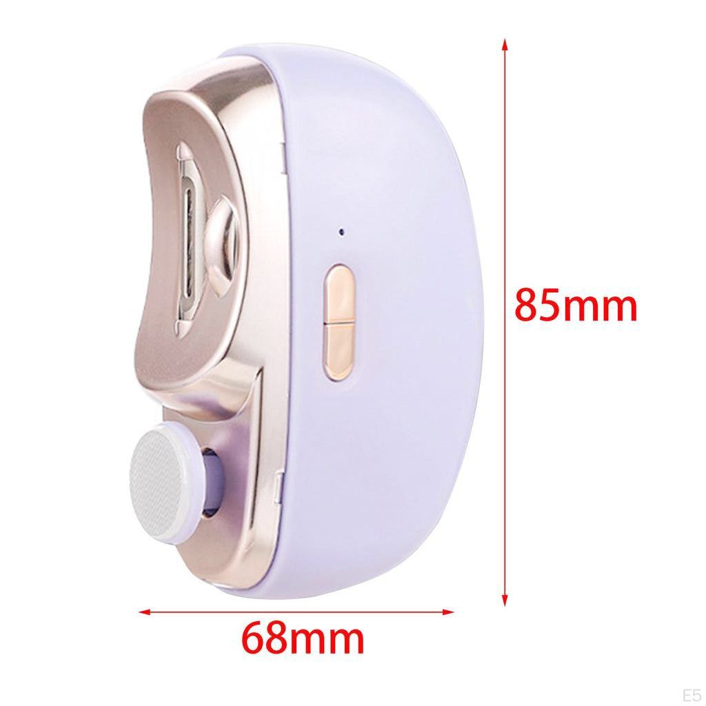 Unghiera Electrica Automata 2 in 1 pentru Taiat si Slefuit, 2 Viteze, Lumina LED si Compartiment Resturi, Silentioasa, Incarcare USB-C, ABS, 8.5 x 6.8 x 3.3 cm, Violet