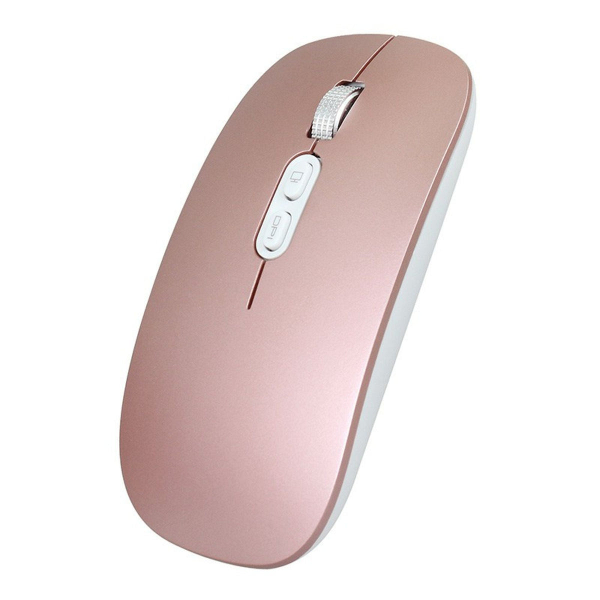 Mouse Wireless Reincarcabil M103, Conectare Duala Bluetooth 5.1 si 2.4GHz, Click Silentios, DPI Reglabil 1600, Design Slim, Compatibil Windows si macOS, Roz Auriu
