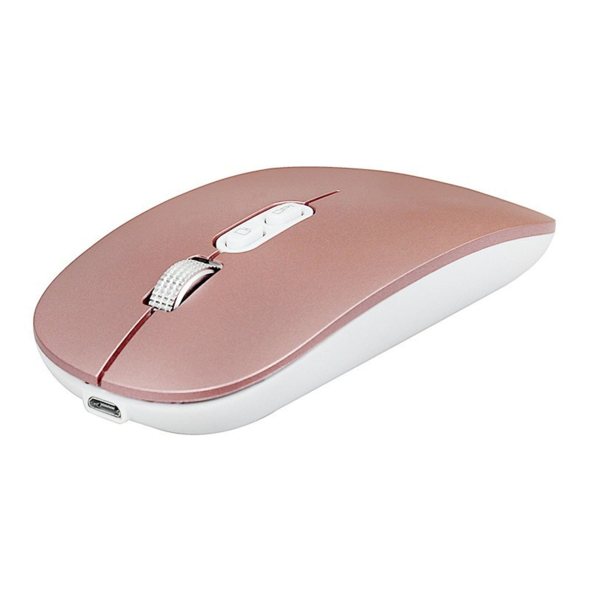 Mouse Wireless Reincarcabil M103, Conectare Duala Bluetooth 5.1 si 2.4GHz, Click Silentios, DPI Reglabil 1600, Design Slim, Compatibil Windows si macOS, Roz Auriu
