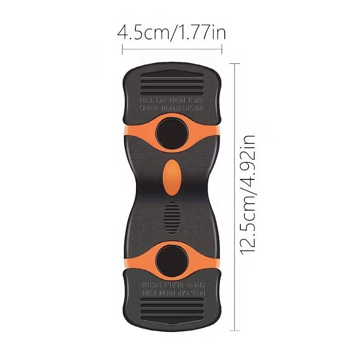 Racleta Multifunctionala pentru Curatare Sticla si Ceramica, Maner Ergonomic Anti-alunecare, Plastic si Metal, 12.5 x 4.5 cm, Include 20 Lame Schimb, Portocaliu