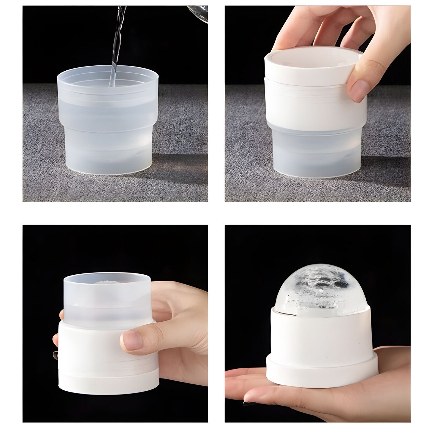 Forma pentru Gheata, Sfera XL 6 cm pentru Whiskey si Cocktail, Silicon Alimentar Premium, Design Stivuibil, Reutilizabila, Alb
