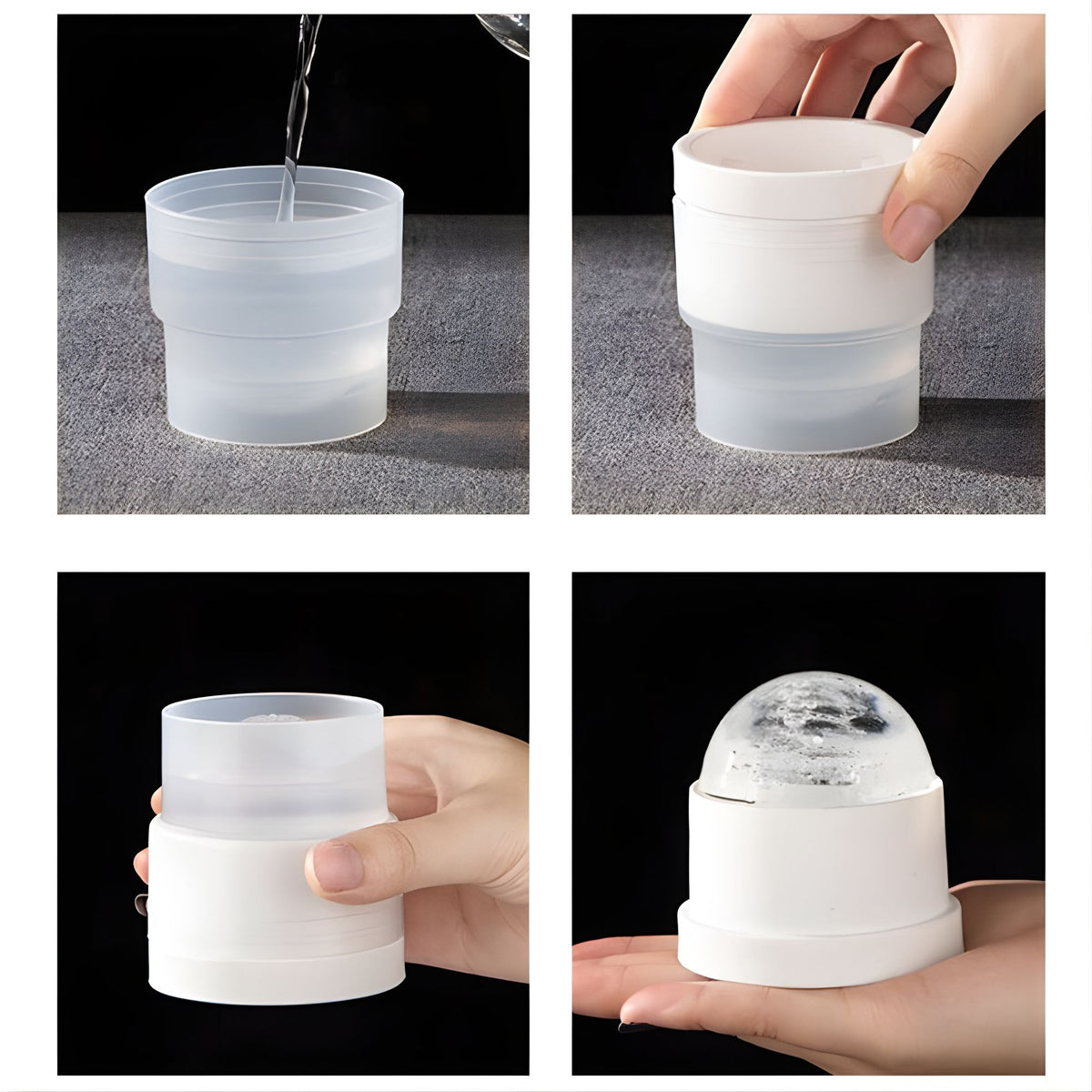 Forma pentru Gheata, Sfera XL 6 cm pentru Whiskey si Cocktail, Silicon Alimentar Premium, Design Stivuibil, Reutilizabila, Alb