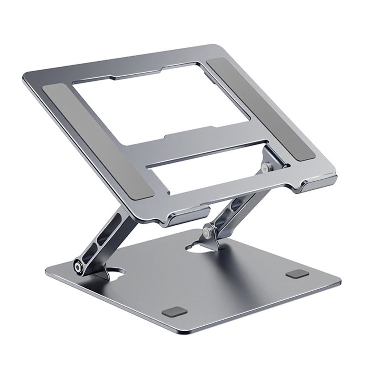 Suport Laptop si Tableta Ergonomic, Stand Pliabil si Ajustabil pe Inaltime, Metal Rezistent, Anti Alunecare, Compatibil 11-17.3 Inci, 27.7 x 27.7 x 5 cm, Gri Inchis