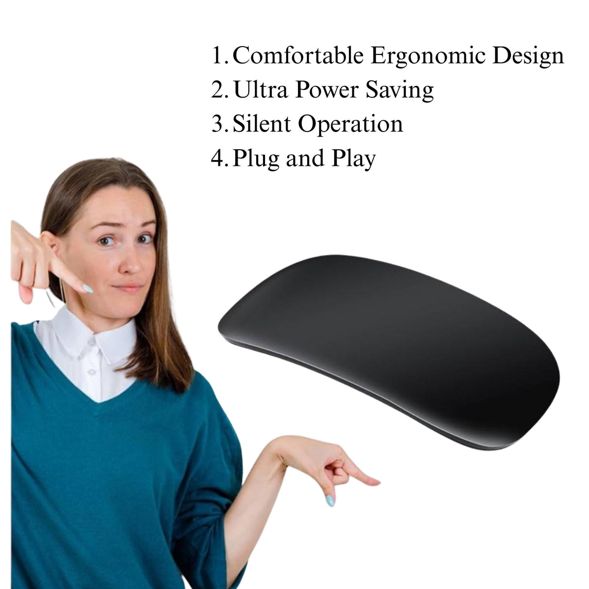 Mouse Wireless M103 Dual Mode, Bluetooth si 2.4GHz, Silentios cu Functie One-Click Desktop, Reincarcabil prin USB, Ultra Slim, 1600 DPI Ajustabil, Compatibil Laptop, PC si Tableta, Negru