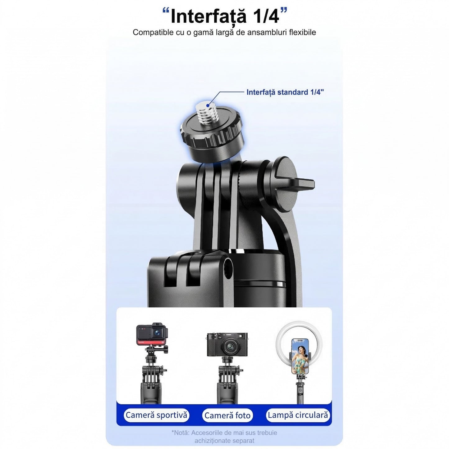 F16 Selfie Stick si Trepied pentru Telefon, Telecomanda Bluetooth Reincarcabila, Aluminiu Extensibil 170 cm, ABS, 30.6 x 7.6 x 3.5 cm, Negru