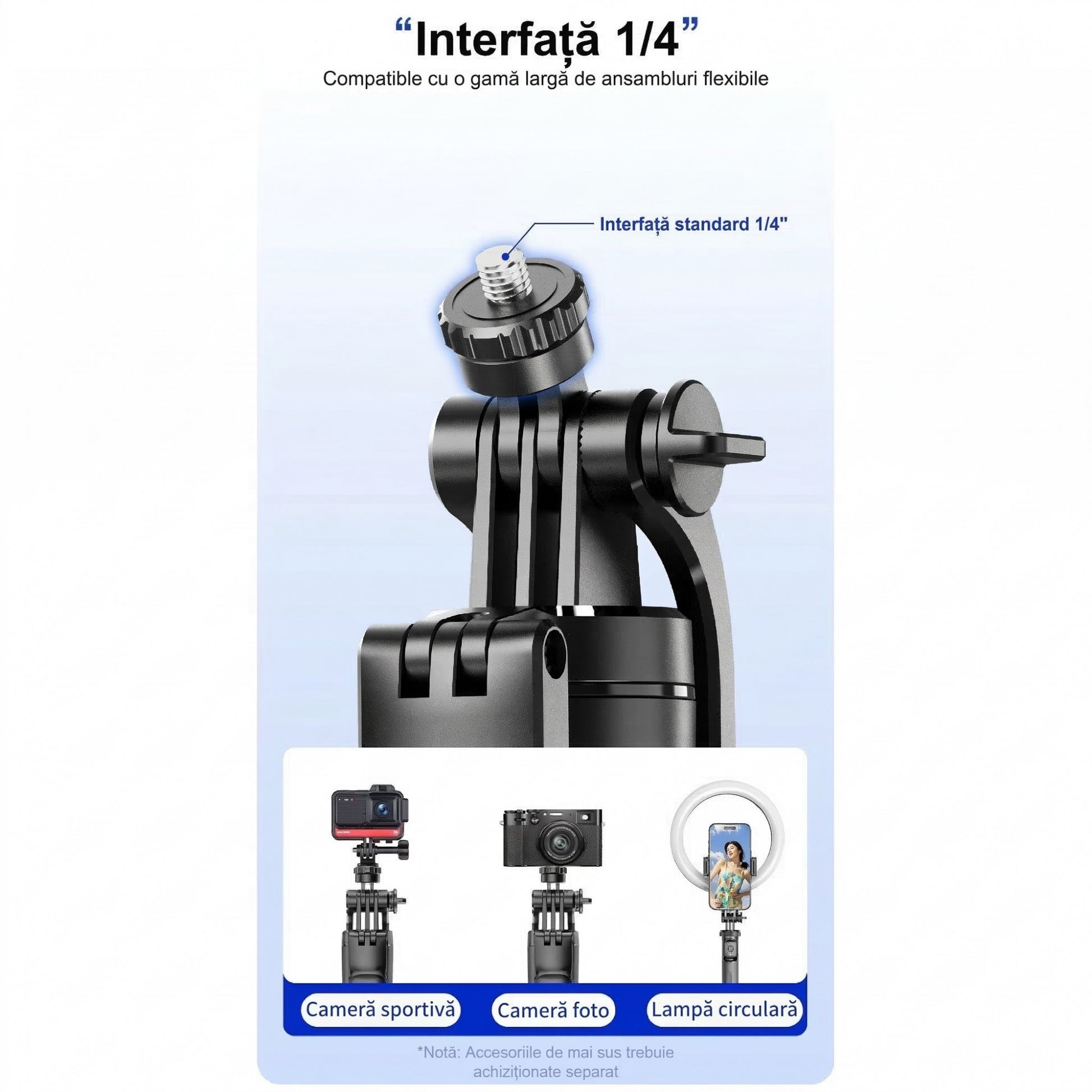 F16 Selfie Stick si Trepied pentru Telefon, Telecomanda Bluetooth Reincarcabila, Aluminiu Extensibil 170 cm, ABS, 30.6 x 7.6 x 3.5 cm, Negru