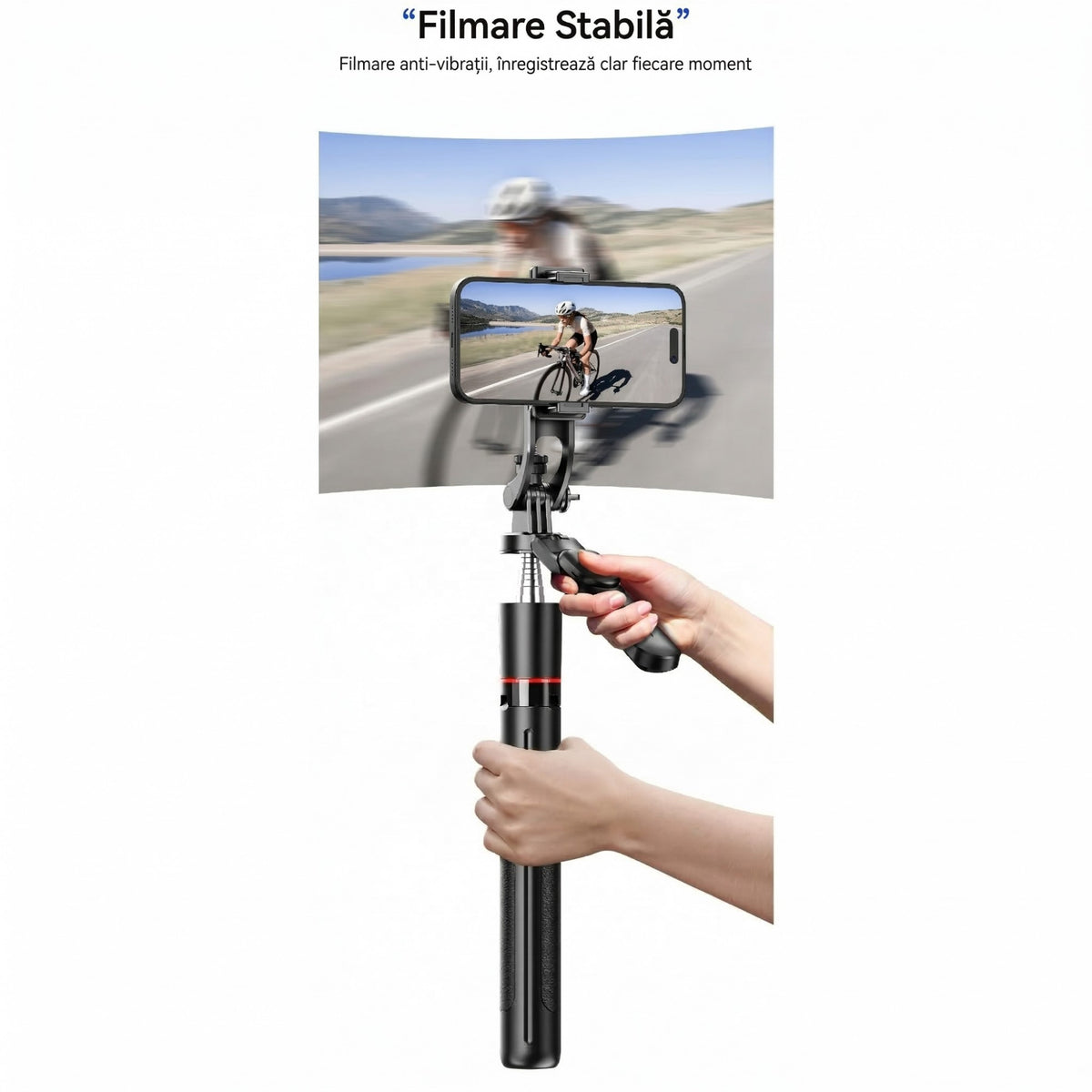 F16 Selfie Stick si Trepied pentru Telefon, Telecomanda Bluetooth Reincarcabila, Aluminiu Extensibil 170 cm, ABS, 30.6 x 7.6 x 3.5 cm, Negru