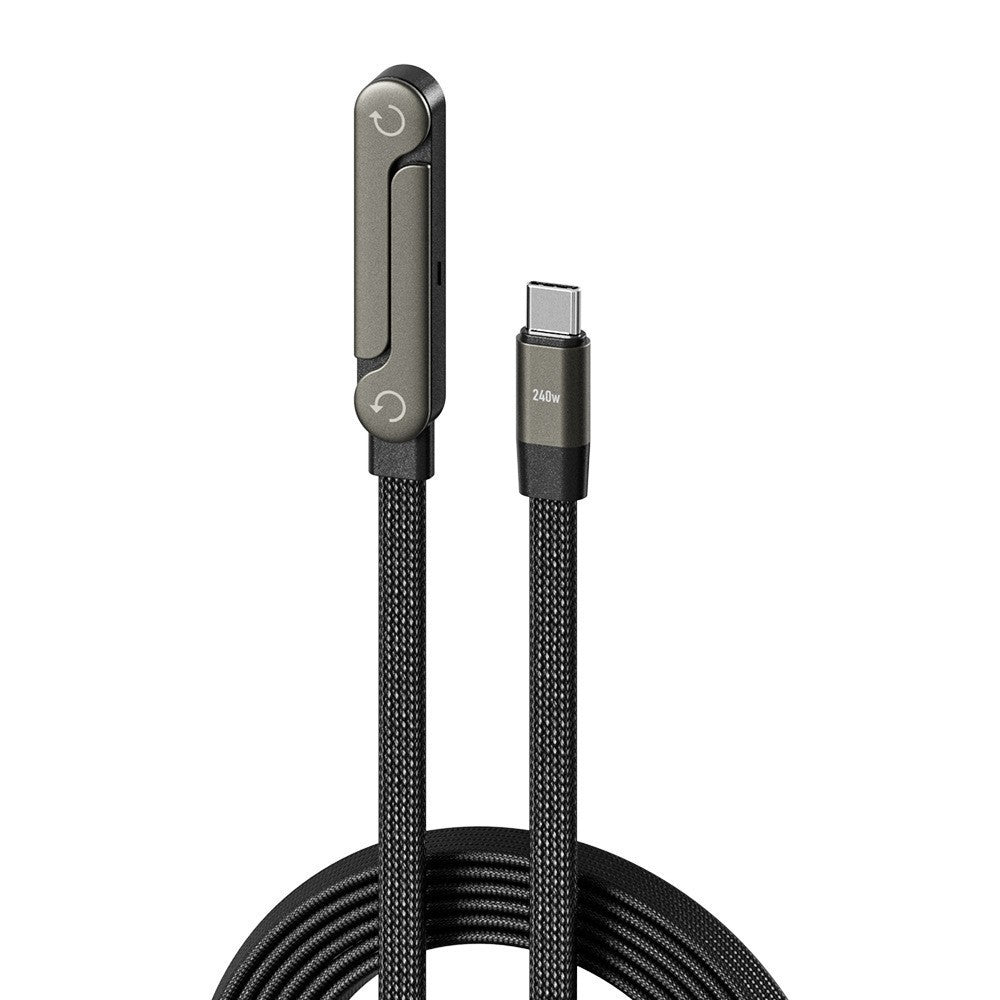 Cablu Incarcare Gaming USB Type C, Fast Charge 240W, Conector Unghi 90 Grade, Invelis Poliester, Lungime 1.5 m, Negru