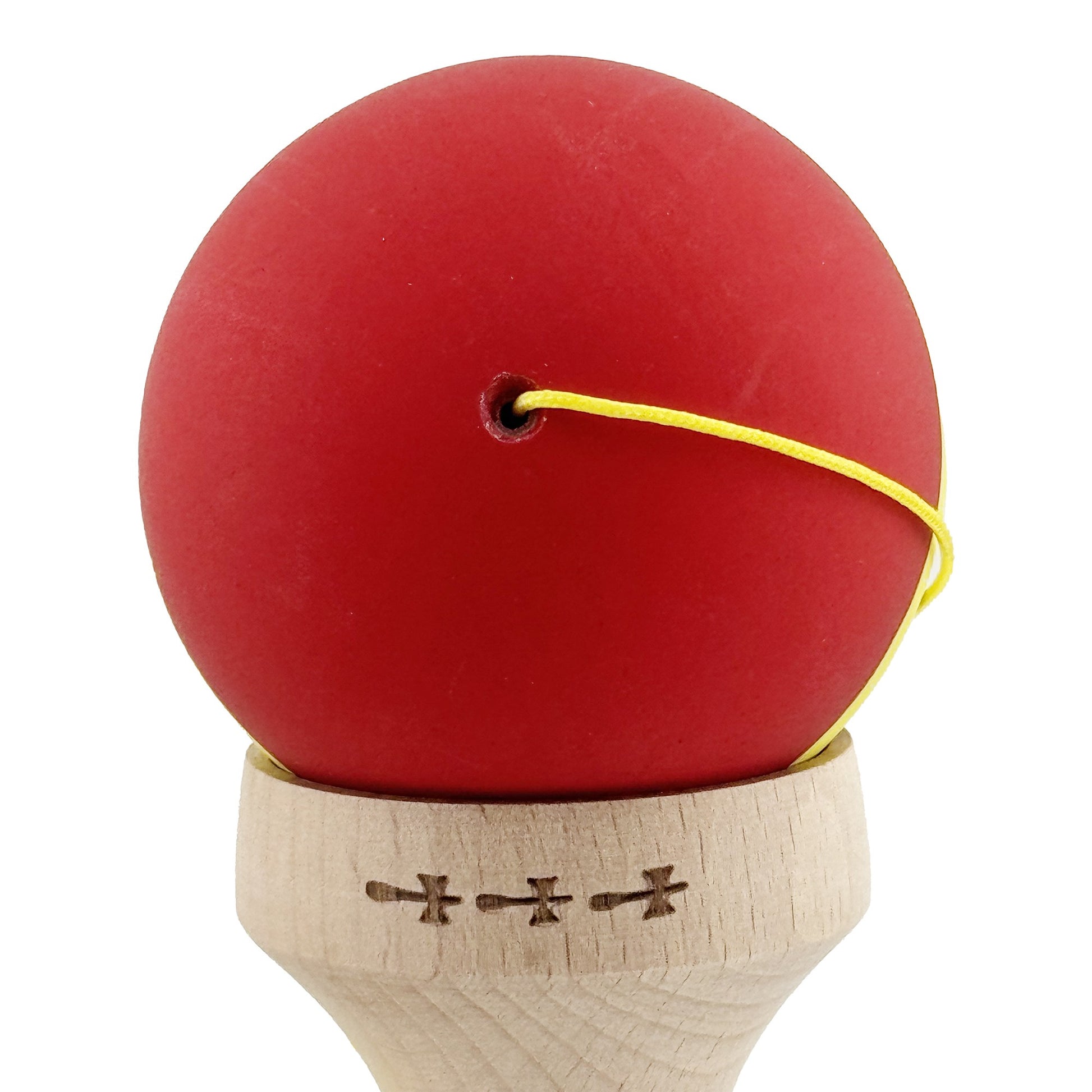 Kendama X Originala, Model V3 Rosu / Galben / Negru, Profesionala, Cupe Mari King Size, Rubber Grip, Gaura in Baza, Rulment, Ata 55cm