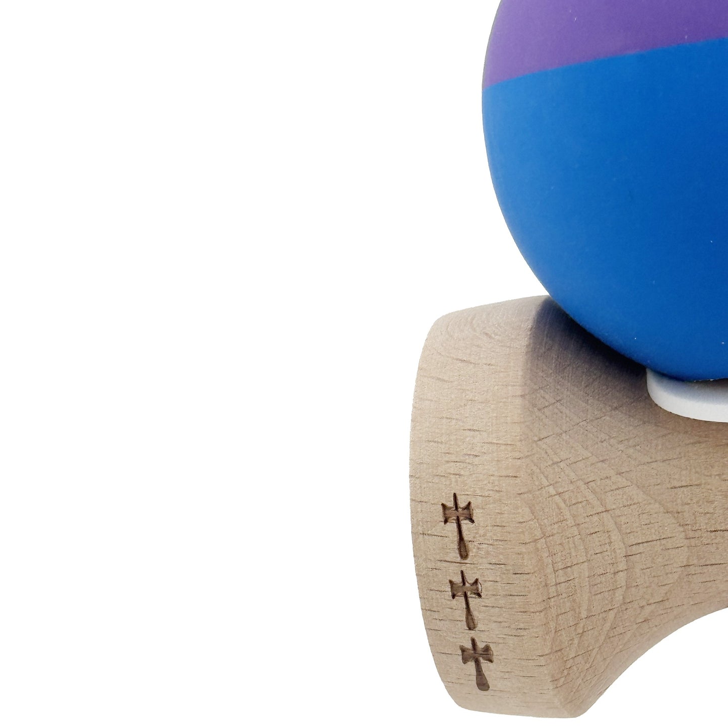 Kendama X Originala, Model V3 Mov / Albastru, Profesionala, Cupe Mari King Size, Rubber Grip, Gaura in Baza, Rulment, Ata 62cm