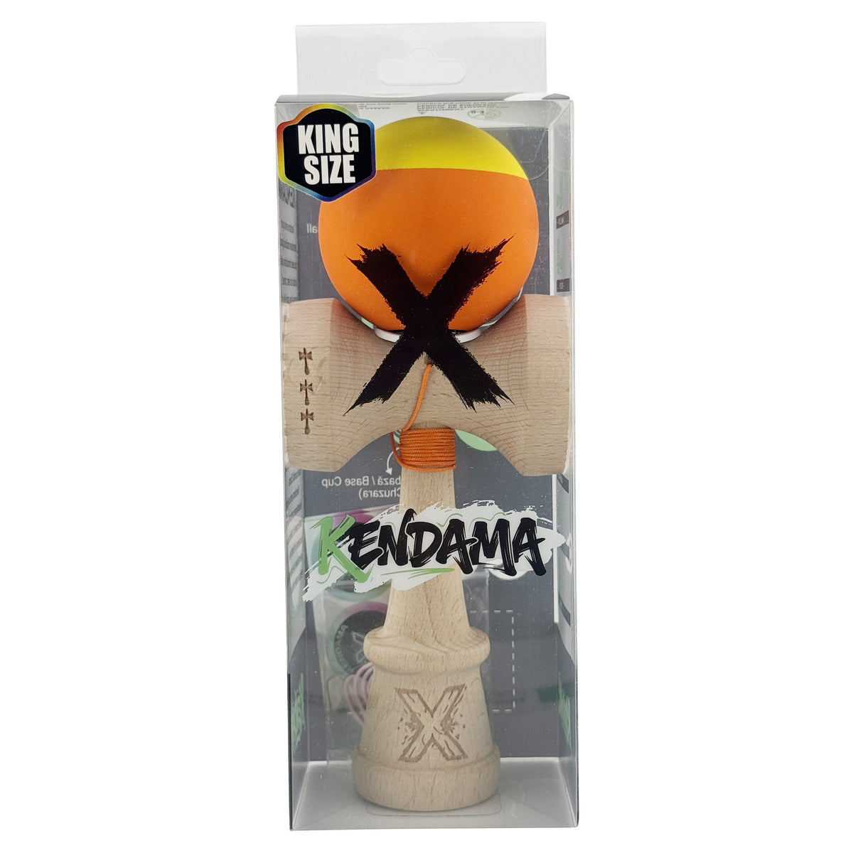 Kendama X Originala, Model V3 Mov / Negru / Alb, Profesionala, Cupe Mari King Size, Rubber Grip, Gaura in Baza, Rulment, Ata 62cm