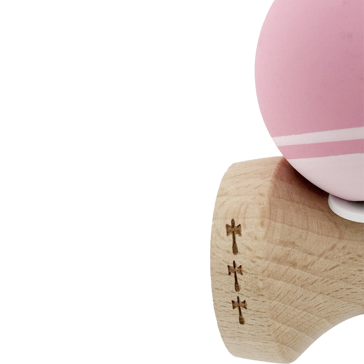 Kendama X Originala, Model V3 Roz / Roz Deschis, Profesionala, Cupe Mari King Size, Rubber Grip, Gaura in Baza, Rulment, Ata 62cm