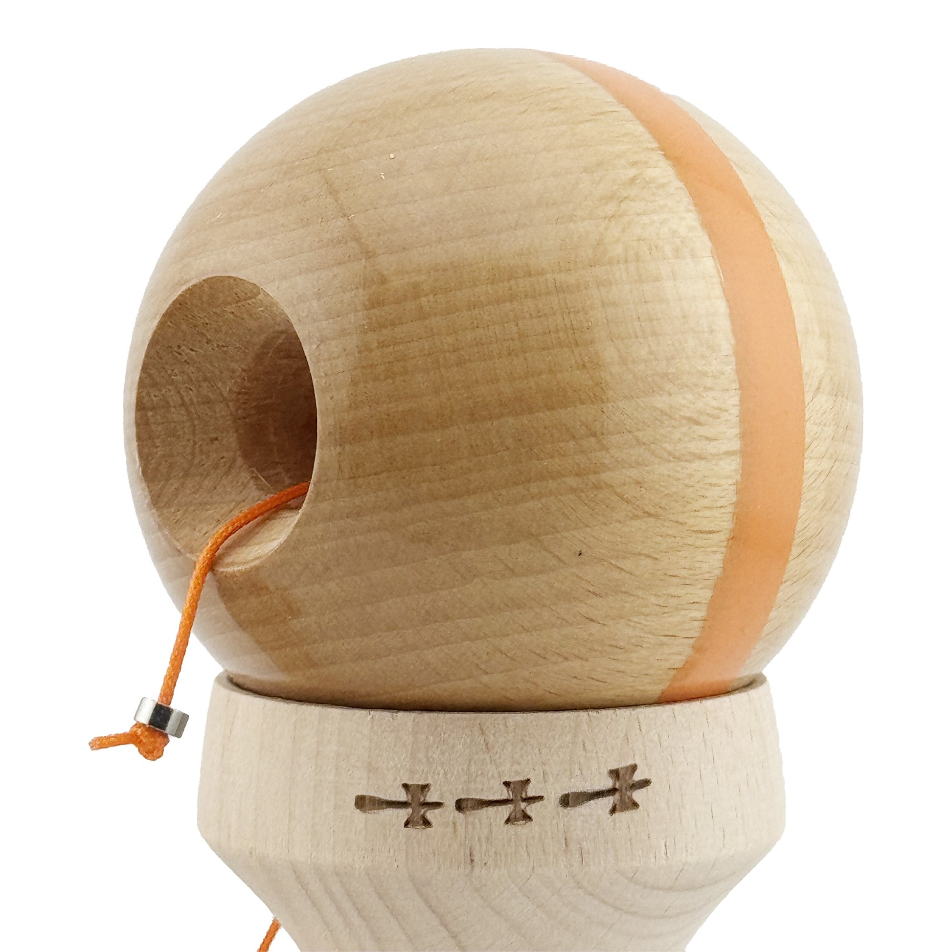 Kendama X Originala, Model V3 Portocaliu, Linie, Profesionala, Cupe Mari King Size, Super Sticky, Gaura in Baza, Rulment, Ata 55cm