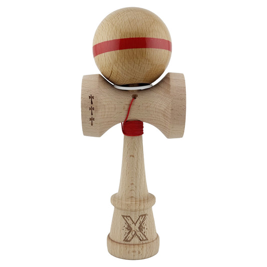 Kendama X Originala, Model V3 Rosu, Linie, Profesionala, Cupe Mari King Size, Super Sticky, Gaura in Baza, Rulment, Ata 55cm