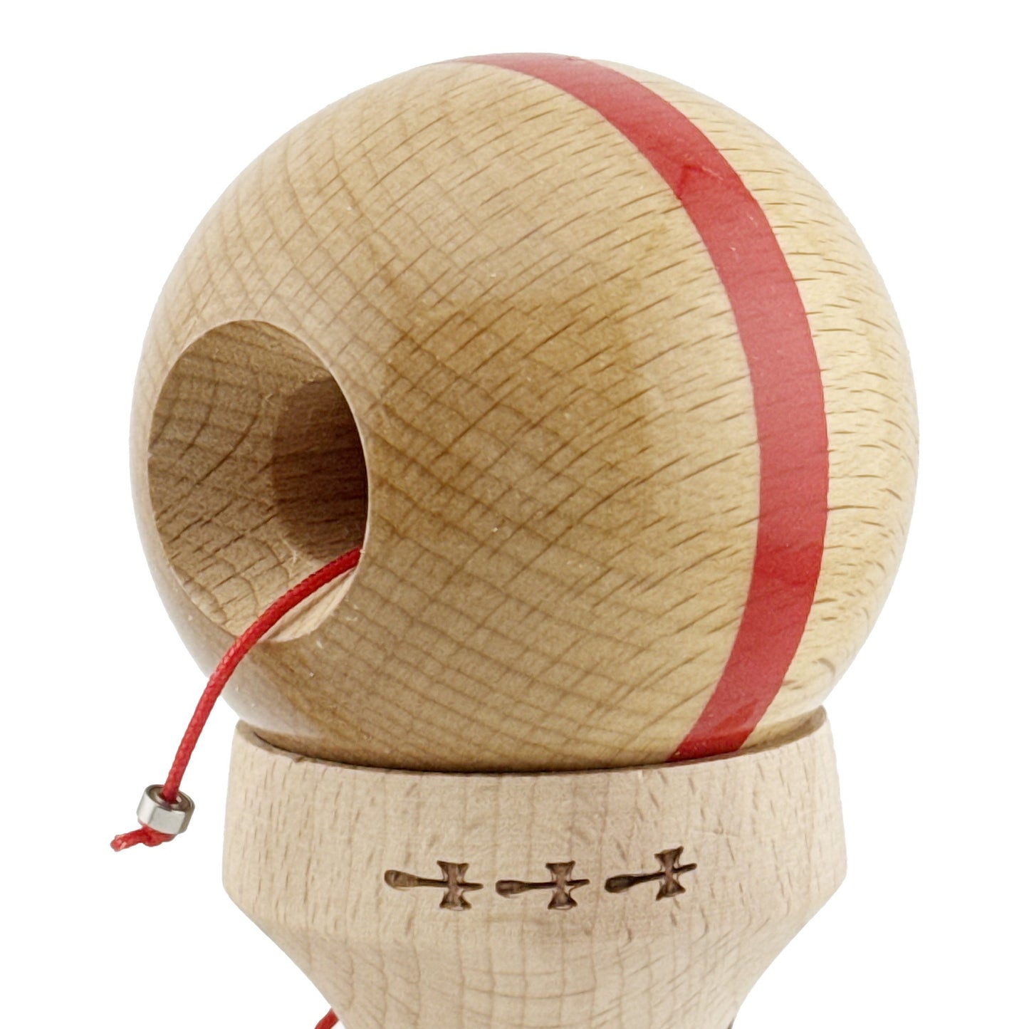 Kendama X Originala, Model V3 Rosu, Linie, Profesionala, Cupe Mari King Size, Super Sticky, Gaura in Baza, Rulment, Ata 55cm
