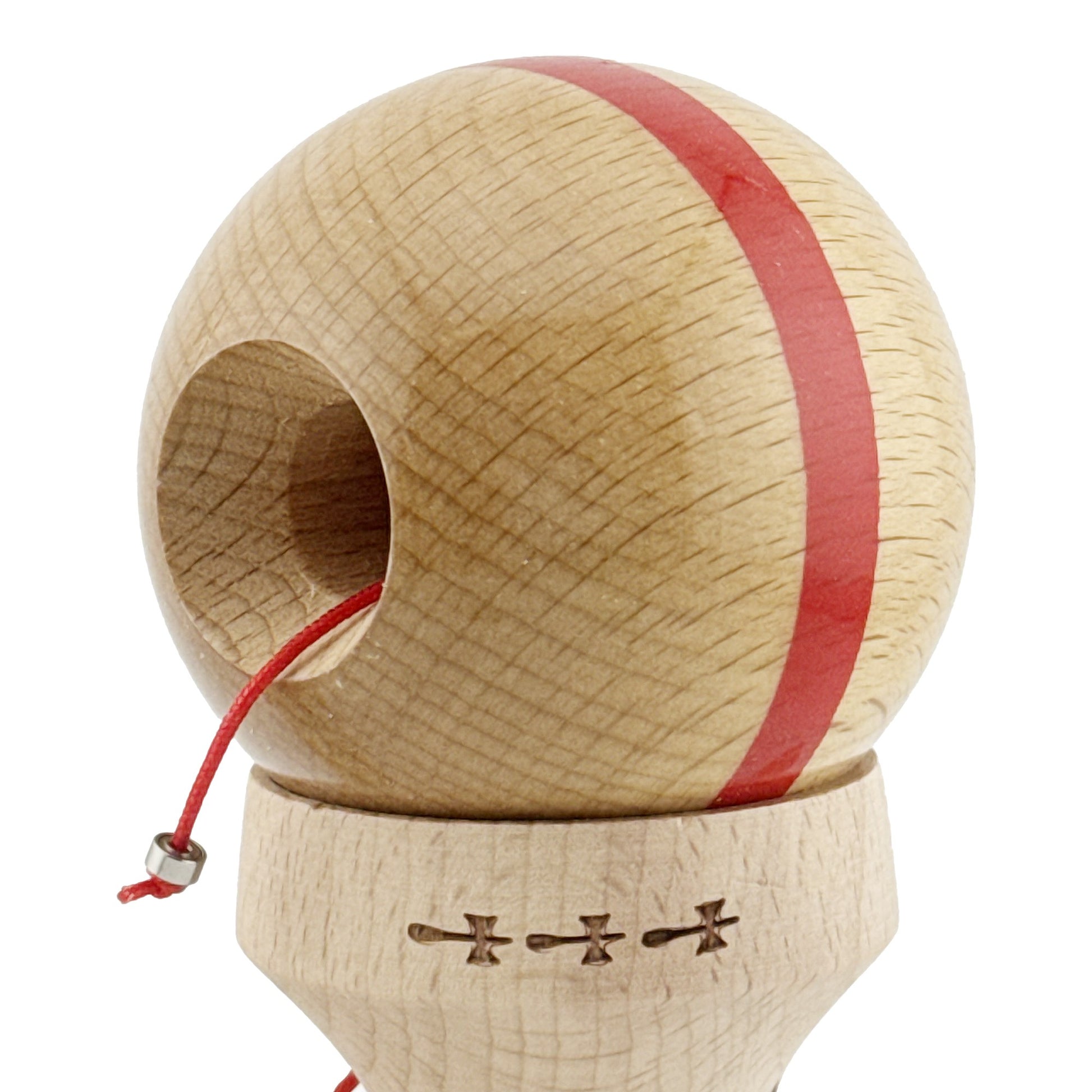 Kendama X Originala, Model V3 Rosu, Linie, Profesionala, Cupe Mari King Size, Super Sticky, Gaura in Baza, Rulment, Ata 55cm