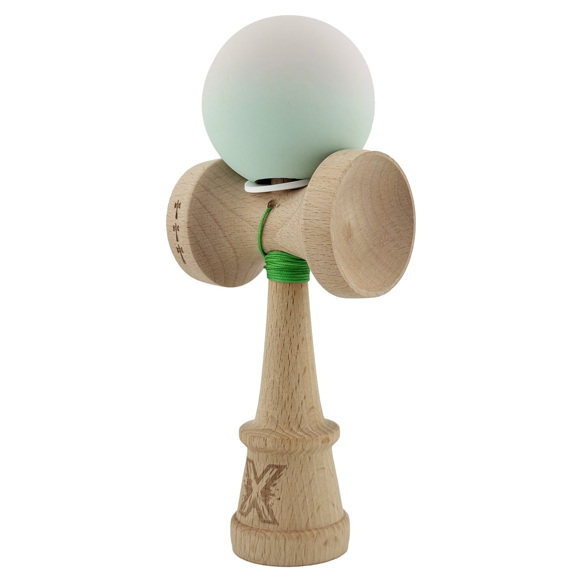 Kendama X Originala, Model V3 Roz / Verde in Degrade, Profesionala, Cupe Mari King Size, Rubber Grip, Gaura in Baza, Rulment, Ata 62cm