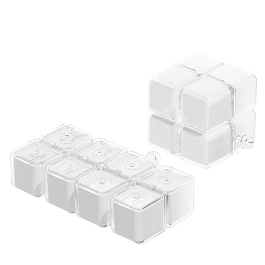 Organizator Medicamente Saptamanal, Dozator Portabil Tip Cub Rubik pentru 7 Zile, Dispenser Pastile si Vitamine cu Curea de Agatare, Plastic, 7.3 x 6 x 6 cm, Alb