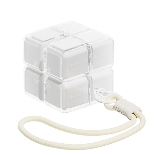 Organizator Medicamente Saptamanal, Dozator Portabil Tip Cub Rubik pentru 7 Zile, Dispenser Pastile si Vitamine cu Curea de Agatare, Plastic, 7.3 x 6 x 6 cm, Alb