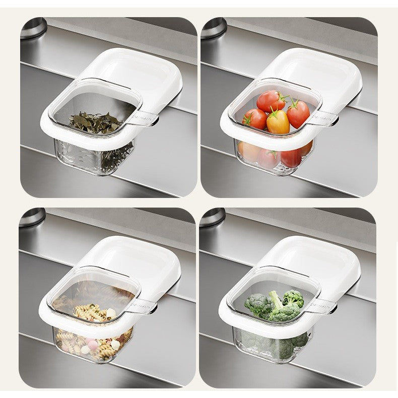 Cos de Scurgere pentru Chiuveta, Filtru Resturi Alimentare si Sita Legume, Fixare cu Ventuza si Maner, ABS si PET, 22 x 13 x 8.5 cm, Alb
