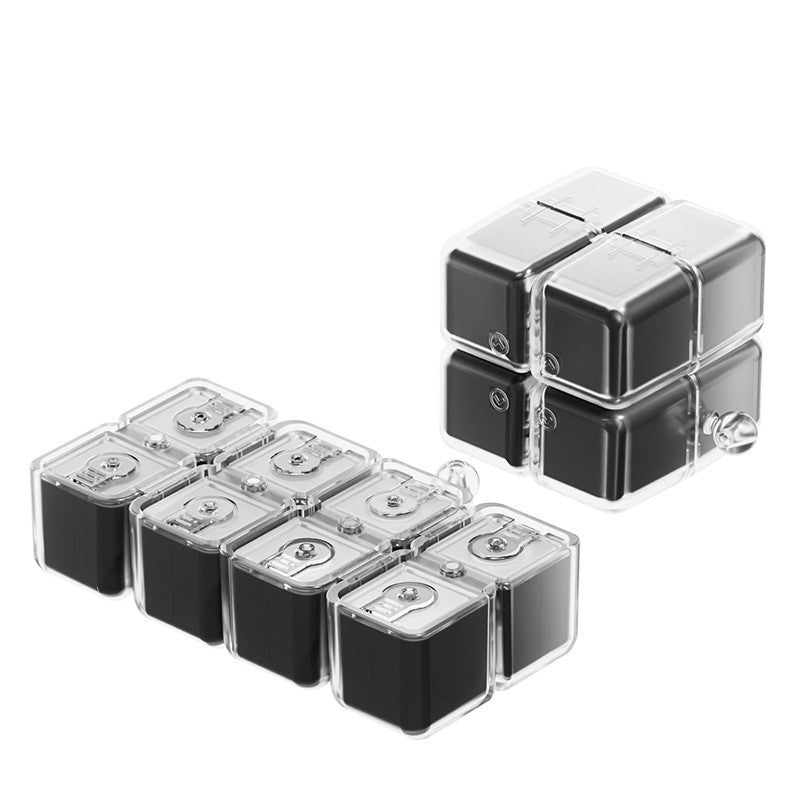 Organizator Medicamente Săptămânal, Dozator Pastile Model Cub Rubik cu 7 Compartimente, Dispenser Portabil cu Curea de Agățare, ABS, 7.3 x 6 x 6 cm, Negru