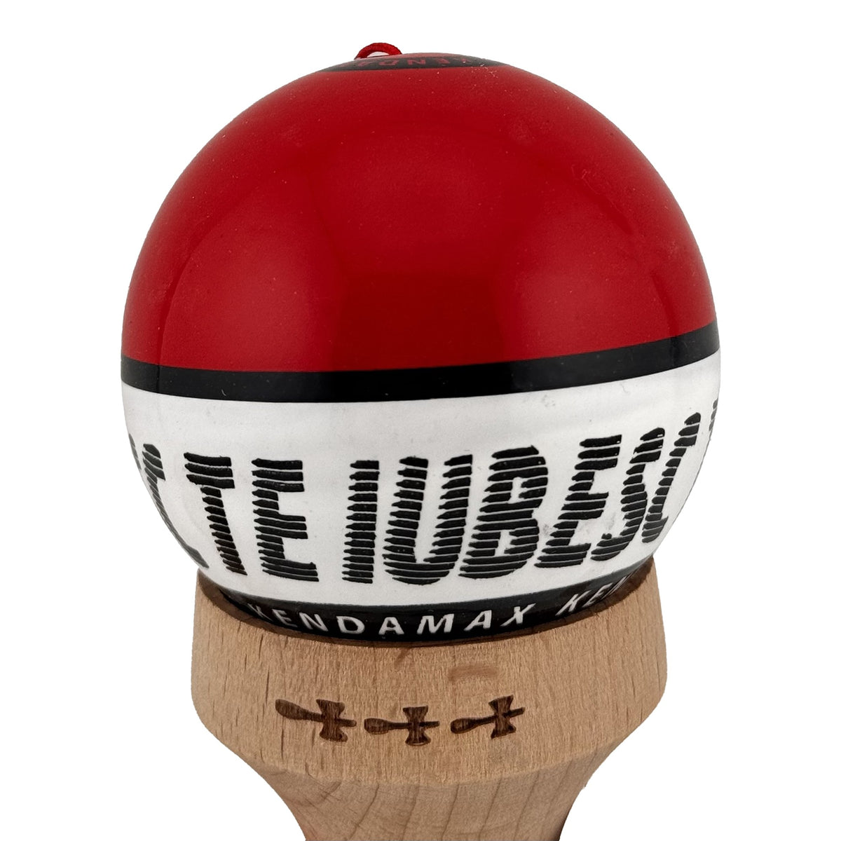 Kendama X Valentine's Day Originala, Model V3 Rosu / Alb, Profesionala, Cupe Mari King Size, Super Sticky, Gaura in Baza, Rulment, Ata 62cm
